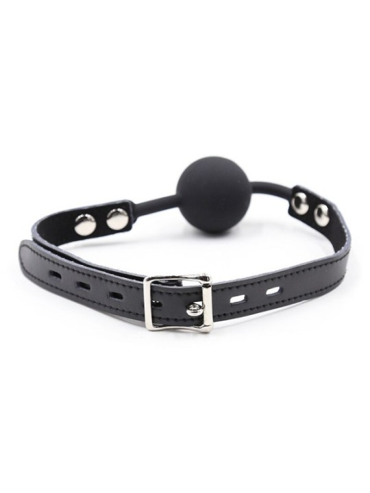 OHMAMA FETISH - BÂILLON BALLE EN SILICONE AVEC CEINTURE EN CUIR (CADENAS INCLUS)