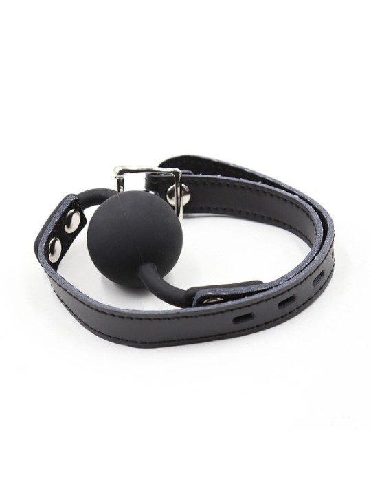OHMAMA FETISH - BÂILLON BALLE EN SILICONE AVEC CEINTURE EN CUIR (CADENAS INCLUS)