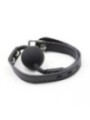 OHMAMA FETISH - BÂILLON BALLE EN SILICONE AVEC CEINTURE EN CUIR (CADENAS INCLUS)