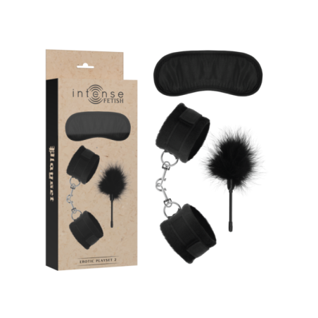 INTENSE - FETISH PLAYSET ÉROTIQUE 2 AVEC MENOTTES, MASQUE AVEUGLE ET TICKLER