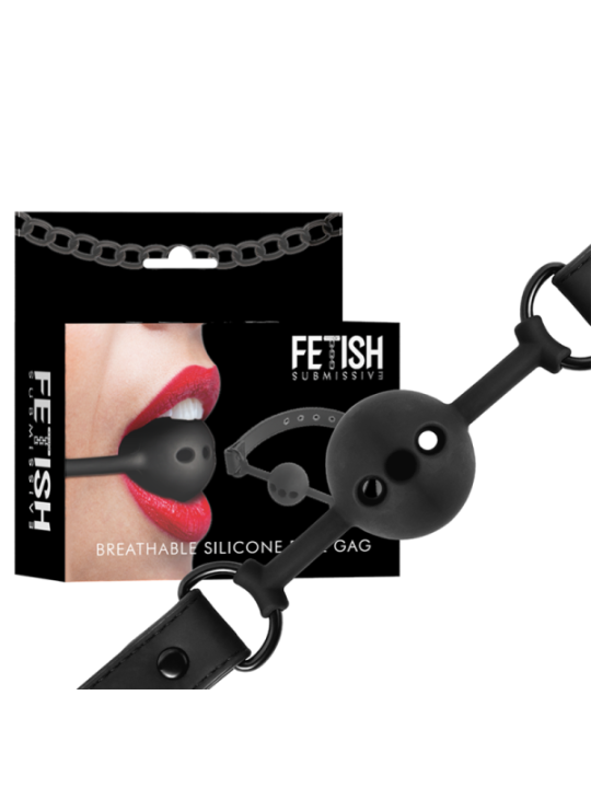 FETISH SUBMISSIVE BONDAGE - BÂILLON À BOULE EN SILICONE RESPIRANT