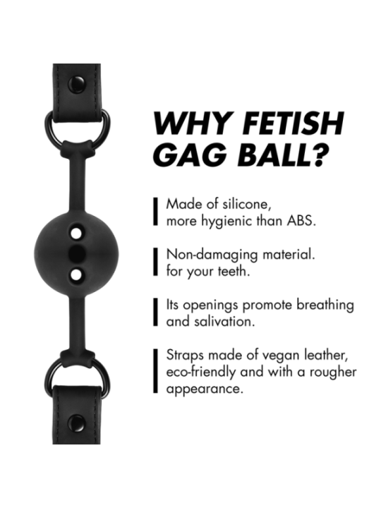 FETISH SUBMISSIVE BONDAGE - BÂILLON À BOULE EN SILICONE RESPIRANT