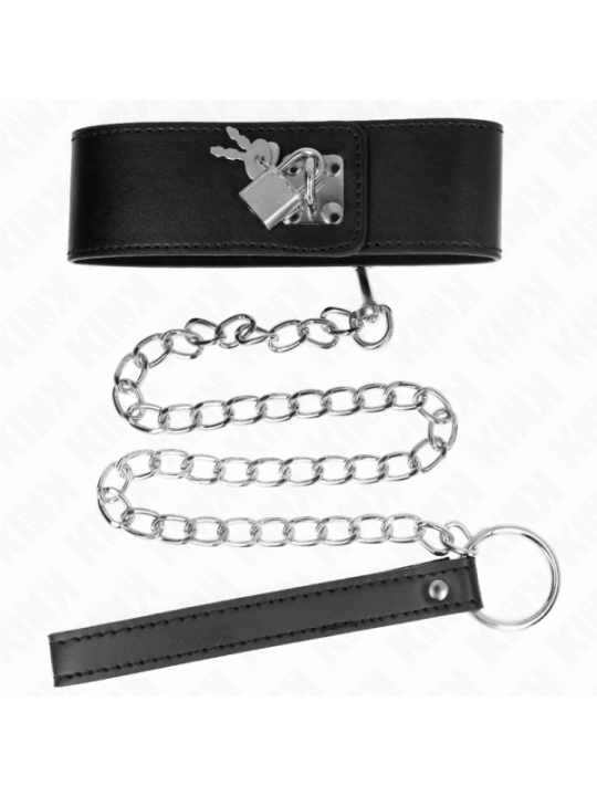 KINK - COLLIER AVEC CEINTURE 65 CM AVEC LARGE BRACELET NOIR AJUSTABLE 33,5-41 CM X 5 CM