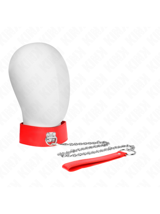 KINK - COLLIER AVEC CEINTURE 65 CM AVEC LARGE BRACELET ROUGE AJUSTABLE 33,5-41 CM X 5 CM