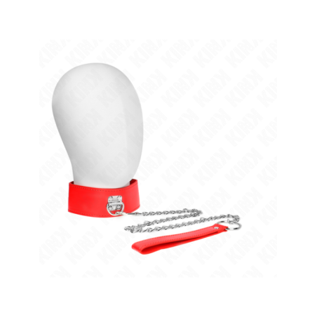 KINK - COLLIER AVEC CEINTURE 65 CM AVEC LARGE BRACELET ROUGE AJUSTABLE 33,5-41 CM X 5 CM
