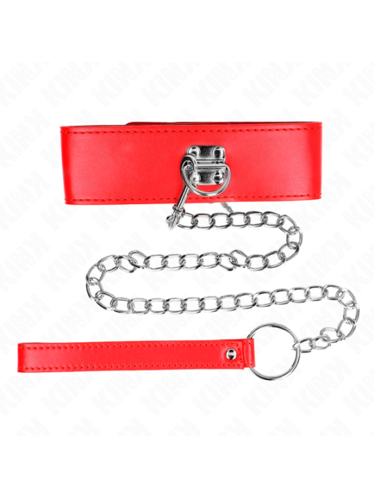 KINK - COLLIER AVEC CEINTURE 65 CM AVEC LARGE BRACELET ROUGE AJUSTABLE 33,5-41 CM X 5 CM