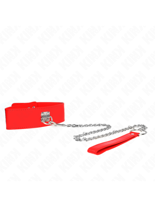KINK - COLLIER AVEC CEINTURE 65 CM AVEC LARGE BRACELET ROUGE AJUSTABLE 33,5-41 CM X 5 CM