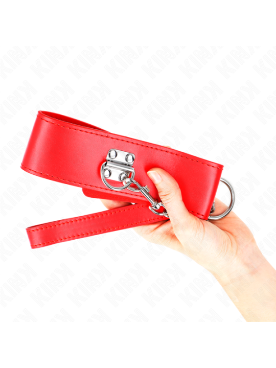 KINK - COLLIER AVEC CEINTURE 65 CM AVEC LARGE BRACELET ROUGE AJUSTABLE 33,5-41 CM X 5 CM
