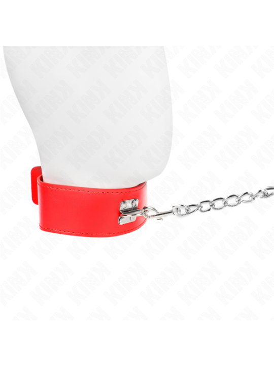 KINK - COLLIER AVEC CEINTURE 65 CM AVEC LARGE BRACELET ROUGE AJUSTABLE 33,5-41 CM X 5 CM