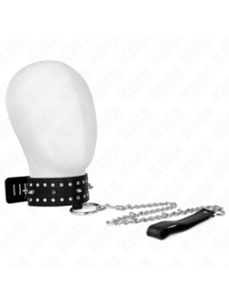 KINK - COLLIER AVEC LAISSE 65 CM AVEC CLOUS ARGENTÉS MODÈLE 1 AJUSTABLE 36-43 CM X 5 CM