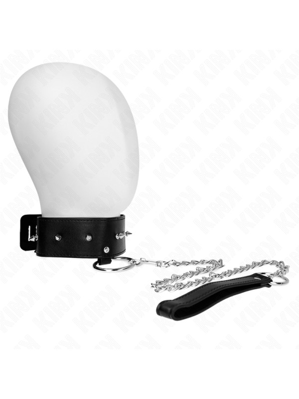 KINK - COLLIER 65 CM AVEC LAISSE AVEC CLOUS ARGENTÉS MODÈLE 2 RÉGLABLE 36-43 CM X 5 CM