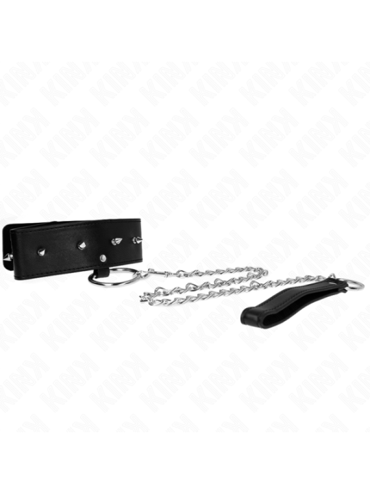 KINK - COLLIER 65 CM AVEC LAISSE AVEC CLOUS ARGENTÉS MODÈLE 2 RÉGLABLE 36-43 CM X 5 CM