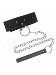 KINK - COLLIER 65 CM AVEC LAISSE AVEC CLOUS ARGENTÉS MODÈLE 2 RÉGLABLE 36-43 CM X 5 CM
