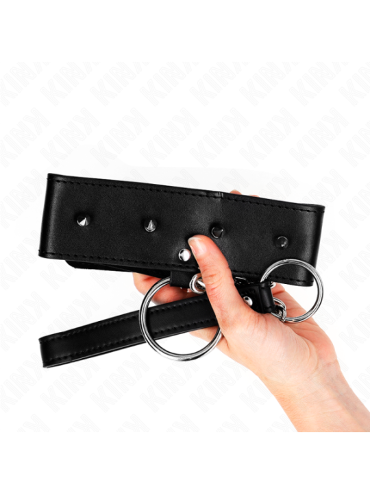 KINK - COLLIER 65 CM AVEC LAISSE AVEC CLOUS ARGENTÉS MODÈLE 2 RÉGLABLE 36-43 CM X 5 CM