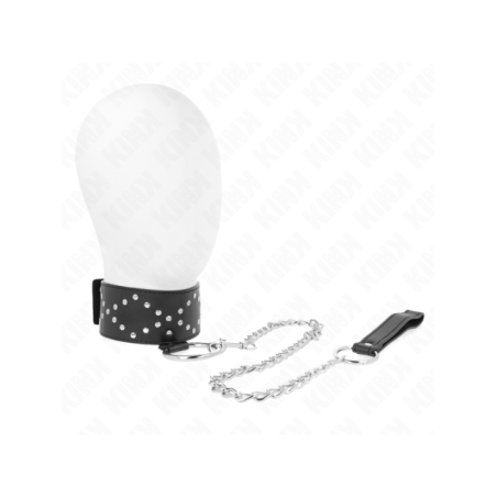 KINK - COLLIER 65 CM AVEC LAISSE AVEC CLOUS ARGENTÉS MODÈLE 3 RÉGLABLE 36-43 CM X 5 CM
