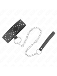 KINK - COLLIER 65 CM AVEC LAISSE AVEC CLOUS ARGENTÉS MODÈLE 3 RÉGLABLE 36-43 CM X 5 CM
