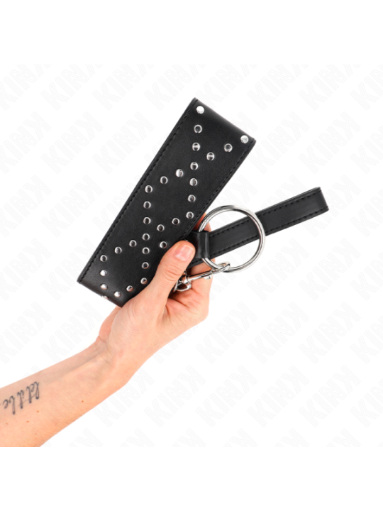 KINK - COLLIER 65 CM AVEC LAISSE AVEC CLOUS ARGENTÉS MODÈLE 3 RÉGLABLE 36-43 CM X 5 CM