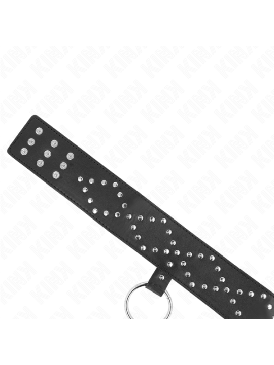 KINK - COLLIER 65 CM AVEC LAISSE AVEC CLOUS ARGENTÉS MODÈLE 3 RÉGLABLE 36-43 CM X 5 CM