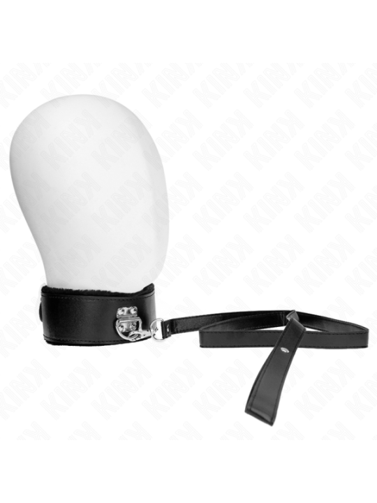 KINK - COLLIER AVEC LAISSE 116 CM AVEC CLOUS ARGENTÉS MODÈLE 4 NOIR AJUSTABLE 40-48 CM X 6 CM