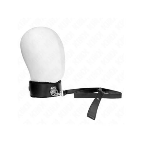 KINK - COLLIER AVEC LAISSE 116 CM AVEC CLOUS ARGENTÉS MODÈLE 4 NOIR AJUSTABLE 40-48 CM X 6 CM