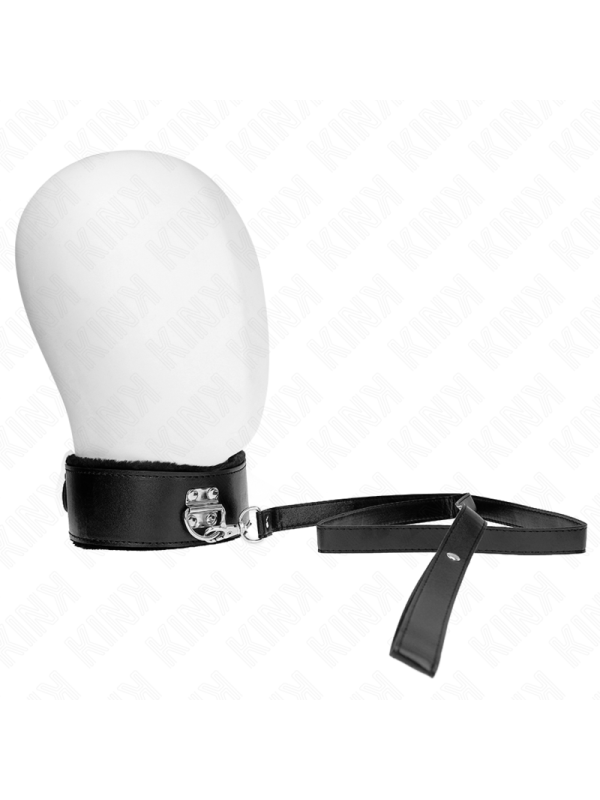 KINK - COLLIER AVEC LAISSE 116 CM AVEC CLOUS ARGENTÉS MODÈLE 4 NOIR AJUSTABLE 40-48 CM X 6 CM