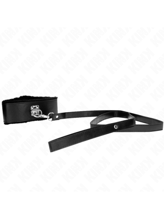 KINK - COLLIER AVEC LAISSE 116 CM AVEC CLOUS ARGENTÉS MODÈLE 4 NOIR AJUSTABLE 40-48 CM X 6 CM