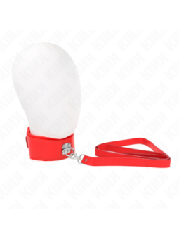 KINK - COLLIER AVEC LAISSE 116 CM AVEC CLOUS ARGENTÉS MODÈLE 4 ROUGE AJUSTABLE 40-48 CM X 6 CM