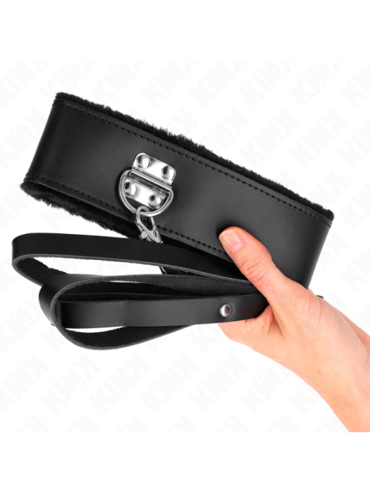 KINK - COLLIER AVEC CEINTURE 116 CM AVEC BRACELET EN CUIR NOIR AJUSTABLE 40-48 CM X 6 CM