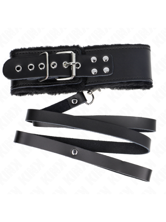 KINK - COLLIER AVEC CEINTURE 116 CM AVEC BRACELET EN CUIR NOIR AJUSTABLE 40-48 CM X 6 CM