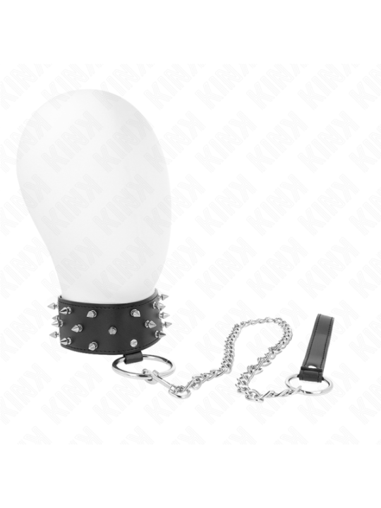 KINK - COLLIER AVEC LAISSE 65 CM AVEC CLOUS ARGENTÉS MODÈLE 5 RÉGLABLE 36-43 CM X 5 CM