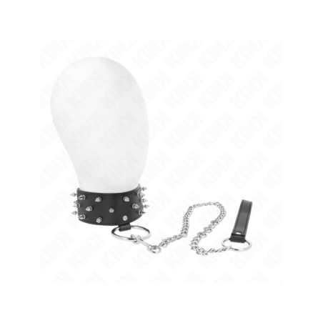 KINK - COLLIER AVEC LAISSE 65 CM AVEC CLOUS ARGENTÉS MODÈLE 5 RÉGLABLE 36-43 CM X 5 CM