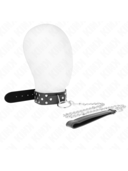 KINK - COLLIER RIVET ANNEAU AVEC CEINTURE 65 CM NOIR AJUSTABLE 36-50 CM X 3,8 CM