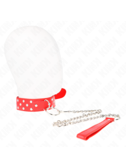KINK - COLLIER RIVET ANNEAU AVEC CEINTURE 65 CM ROUGE AJUSTABLE 36-50 CM X 3,8 CM