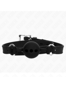 KINK - BÂILLON ENTIÈREMENT SILICONE 55 x 2 CM AVEC BOULE DE 4 CM TAILLE S NOIR AJUSTABLE 35-51 CM