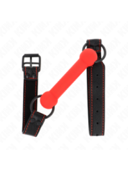 KINK - GAG EN OS AVEC SANGLE EN CUIRETTE ROUGE AJUSTABLE 41-57 CM