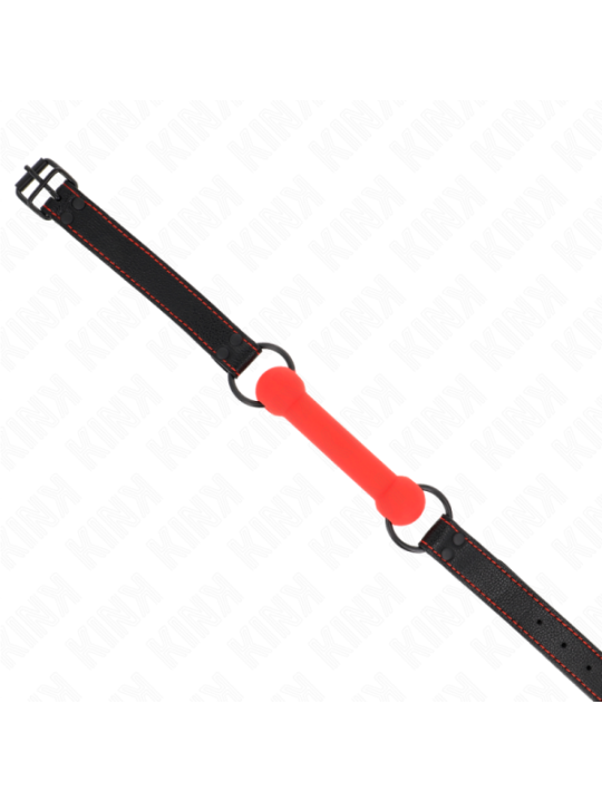 KINK - GAG EN OS AVEC SANGLE EN CUIRETTE ROUGE AJUSTABLE 41-57 CM