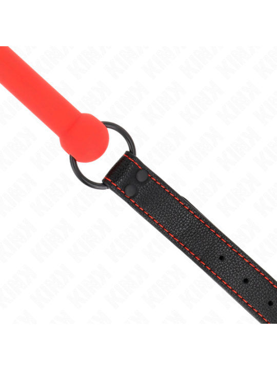 KINK - GAG EN OS AVEC SANGLE EN CUIRETTE ROUGE AJUSTABLE 41-57 CM