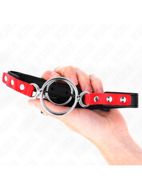 KINK - GAG AVEC PLUSIEURS O-RINGS 4 / 4,8 CM ROUGE 38 X 56 CM