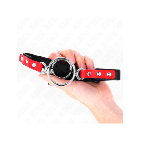 KINK - GAG AVEC PLUSIEURS O-RINGS 4 / 4,8 CM ROUGE 38 X 56 CM