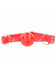 KINK - BÂILLON À BOULE DUR CREUX ROUGE COMPLET 62 x 2 CM