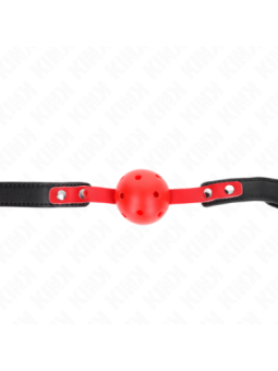 KINK - BALLE DURE CREUSE ROUGE 4 CM GAG BRACELET NOIR 60 x 2 CM AJUSTABLE 37-52 CM