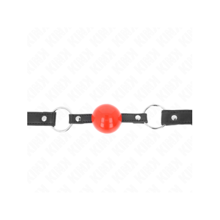 KINK - BÂILLON BALLE 4 CM AVEC SERRURE BOULE ROUGE BRACELET NOIR 60 x 2 CM
