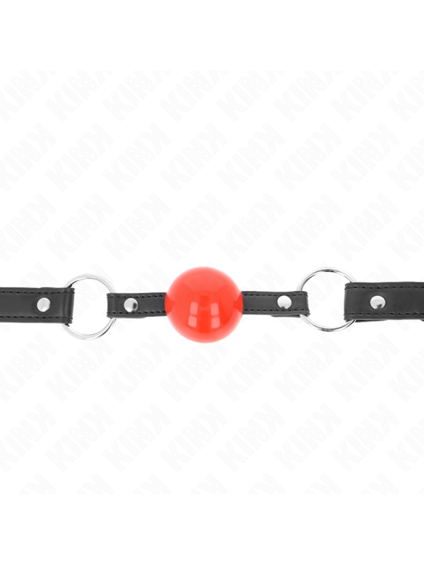 KINK - BÂILLON BALLE 4 CM AVEC SERRURE BOULE ROUGE BRACELET NOIR 60 x 2 CM