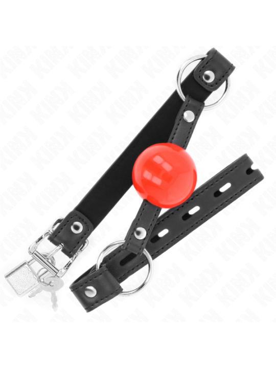 KINK - BÂILLON BALLE 4 CM AVEC SERRURE BOULE ROUGE BRACELET NOIR 60 x 2 CM