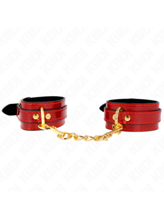 KINK - POIGNETS JOANNA ANGEL ROUGE AJUSTABLES AVEC CHAÎNE OR 16,5-26 CM X 4 CM