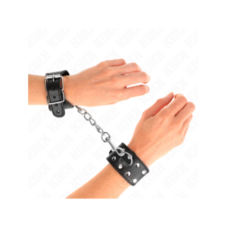 KINK - BRACELETS AVEC DOUBLE LIGNE DE CLOUS RÉGLABLES NOIR