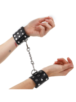 KINK - APPAREILS DE RETENUE POIGNETS AVEC FERMETURE PRESSION PLEINE DE RIVETS NOIR AJUSTABLE 19-24 CM X 5,5 CM