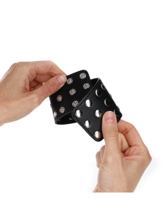 KINK - APPAREILS DE RETENUE POIGNETS AVEC FERMETURE PRESSION PLEINE DE RIVETS NOIR AJUSTABLE 19-24 CM X 5,5 CM