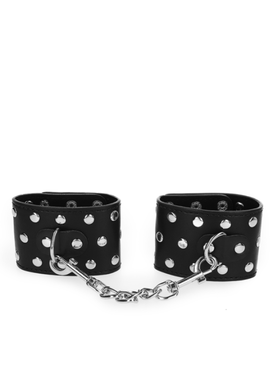 KINK - APPAREILS DE RETENUE POIGNETS AVEC FERMETURE PRESSION PLEINE DE RIVETS NOIR AJUSTABLE 19-24 CM X 5,5 CM