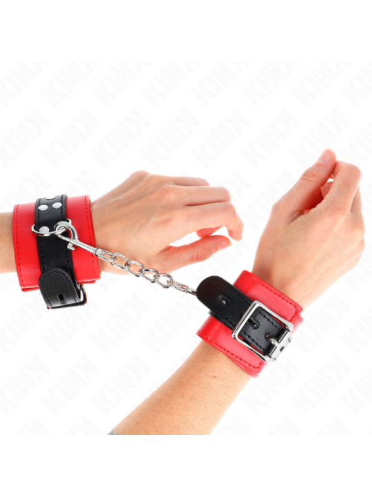 KINK - APPUI-POIGNETS ROUGE AVEC CEINTURE NOIRE RÉGLABLE 17-28 CM X 6 CM
